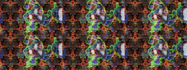 Raster illüstrasyonundaki çiçek desenli çizim. Kahverengi ve siyah renkte çiçekler.