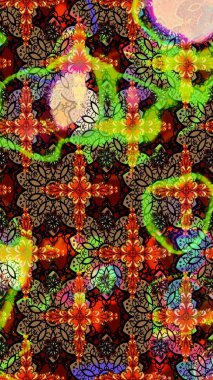 Siyah ve kahverengi renkli şirin çiçek desenleri. Renkli Bahar Teması eskiz kalıbı. Raster Modaya uygun kumaş deseni. Düz Çiçek Elementleri Tasarımı.