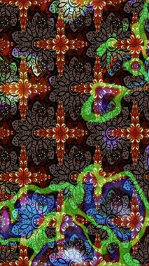 Kabile sanatı boho baskısı, klasik çiçek arkaplanı. Arkaplan dokusu, duvar kağıdı, kahverengi ve siyah renkli çiçek teması. Soyut etnik raster çizim kalıbı.