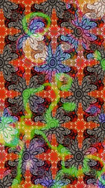 Kahverengi ve bej renkli etnik çiçeklerle süslenmiş zarif bir eskiz deseni. Raster Çiçek İllüstrasyonu güzel tekstil..