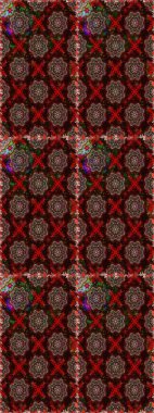 Raster geleneksel halk çiçekleri kahverengi ve siyah renkli tekstil tasarımları için. Çiçeksiz desenli nakış işlemeli gelincikler ve vadi zambaklarıyla.