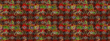 Soyut çiçek çizim kalıbı arka planı. Raster deseni. Raster illüstrasyonu. Kahverengi ve kırmızı renklerde. Küçük çiçekte sevimli çiçek deseni var..