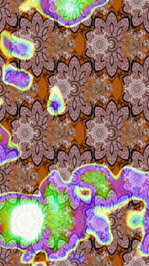 Şirin çiçekli, desenli, nötr ve kahverengi renkli renkli bir eskiz. Tekstil için suluboya eskiz deseni. El çizimi çiçek çizimi deseni (fayans)).