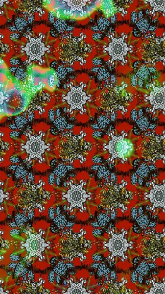 Raster illüstrasyonu. Kahverengi ve kırmızı renklerde bahar çiçekleri. Raster deseni. Patlayan çiçekler soyut yerleştirilmiş.