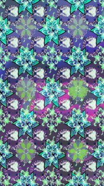 Moda baskıları için zarif bir şablon. Halk tarzı. Modern çiçek arkaplanı. Parlak renkli çiçekleri ve mavi yaprakları olan harika bir çiçek deseni..