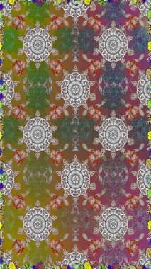 Kahverengi ve gri renkli çiçekler. Çiçekli karalama şeklinde Raster çiçek deseni. Nazikçe, güzel çiçek arkaplanı..