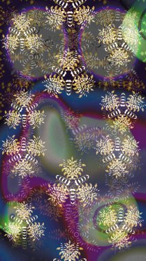 Gri kıvırcık çiçekler gri renkte şekillenir. Raster illüstrasyonu. Klasik çiçek tasarım elementleri.