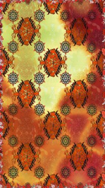 Hediye ambalaj kağıdı, tebrik kartları, posterler ve pankart tasarımı. Raster düz çiçekleri pürüzsüz desen. Turuncu ve kahverengi renkte çiçekler.