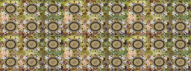 Gri ve nötr renklerde altın desenli altın elementler. Tekrarlayan elementlerle soyut arkaplan oluşturun. Kusursuz damaske klasik altın desen. Raster illüstrasyonu.