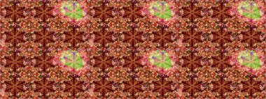 Doğu tarzında klasik tasarım öğesi. Duvar kâğıdı için altın süslü bir illüstrasyon. Kırmızı kahverengi renkte geleneksel Arap dekoru. Çiçekli süslemeli, pürüzsüz bir desen. Süslü dantel iz sürücü.