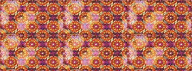 Dekoratif simetri arabesk. Doğum günü kartı, davetiye ya da afiş için iyidir. Kusursuz ortaçağ çiçek deseni. Kahverengi ve turuncu renklerde altın. Raster illüstrasyonu.