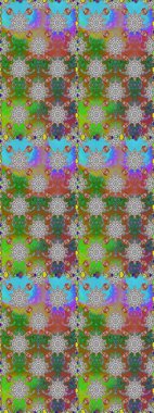 Kusursuz bir arka plan modeli. Yapraklı çiçekler ve yeşil ve gri renkli papatya çiçekleri. Raster - stok.