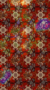 Çizgi çizimi kalıbı. Raster Moda kumaş deseni. Şirin çiçekler..