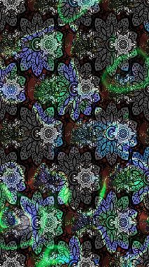 Raster illüstrasyonundaki çiçek desenli çizim. Suluboya tarzında siyah ve gri renkte çiçekler.