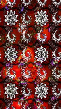 Raster suluboya çiçek deseni, narin çiçekler, kırmızı ve kahverengi çiçekler, tebrik kartı şablonu. Güzel kumaş deseni.