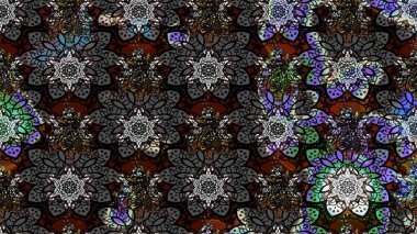 Tropik çiçekler. Siyah renkli çiçekler. Gömlek çizimi Arkaplan Deseni.