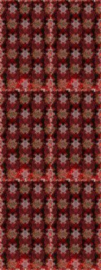 Düz Çiçek Elementleri Tasarımı. Raster illüstrasyonunda kusursuz çiçek deseni. Kahverengi ve kırmızı renkte çiçekler. Renkli Yaz Temalı Kusursuz Arkaplan.