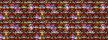 Raster illüstrasyonundaki çiçek desenli çizim. Kahverengi ve kırmızı renklerde. Güzel kumaş deseni. Raster illüstrasyonu.