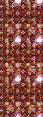 Yapraklı çiçekler ve kahverengi ve kırmızı renklerde papatya çiçekleri. Raster - stok. Taslak arkaplan deseni.