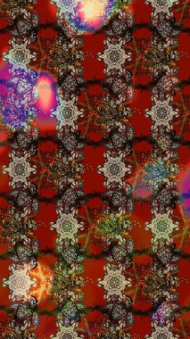 Kahverengi ve kırmızı renkte çiçekler. Çiçekli eskiz deseni. El çizimi. Suluboya çizimi.