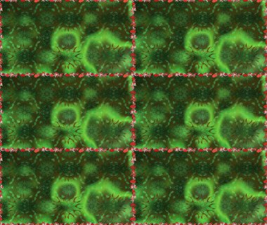 Ağaç dallı bahar çiçekleri ile desen, yeşil ve gri renkler ile çiçek silueti. Raster deseni.