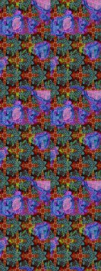 Raster illüstrasyonu. Renkli çizim kalıbı. Çiçek duvar kâğıdı. Çiçek arkaplan. Mavi renkte şirin tekstil.