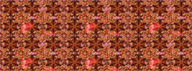 Barok tarzında duvar kağıdı tasarımı için kusursuz damaske deseni arkaplanı. Süslü raster dekorasyonu. Kahverengi ve kırmızı renklerde altın desenli altın elementler.