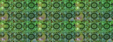 Geleneksel raster ve altın desen. Klasik oryantal desen yeşil ve gri renkler üzerinde. Damask pürüzsüz süsü.