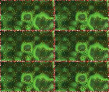 Ağaç dallı bahar çiçekleri ile desen, yeşil ve gri renkler ile çiçek silueti. Raster deseni.