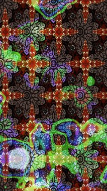 Renkli Bahar Teması eskiz kalıbı. Raster illüstrasyonundaki çiçek desenli çizim. Kahverengi ve siyah renkli çiçekler. Düz Çiçek Elementleri Tasarımı.