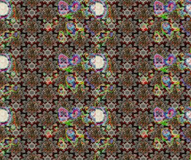 Tarafsız renklerde Asya tekstil tarzında. Raster illüstrasyonu. Suluboya çiçekli çiçek deseni.