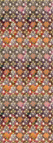 Kahverengi renkli Asya tekstili. Raster illüstrasyonu. Suluboya çiçekli çiçek deseni.