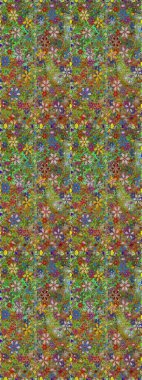 Raster illüstrasyonu. Raster çiçekleri klasik tarzda çizilmiş. Yumuşak, yeşil ve kahverengi renklerde bahar çiçekleri. Çiçekli, pürüzsüz desen.