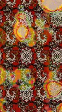 Raster çiçek desenli çiçek deseni, yapraklar, dekoratif elementler, sıçrama, lekeler, el çizimi kontur çizgileri ve Doodle çizim stili, grafik raster çizim çizimi.