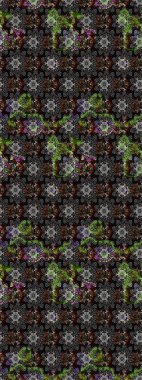 Moda baskıları için zarif bir şablon. Modern çiçek arkaplanı. Halk tarzı. Parlak renkli çiçekleri ve gri yaprakları olan muhteşem bir çiçek deseni..