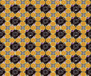 Hediye ambalaj kağıdı, tebrik kartları, posterler ve pankart tasarımı. Sarı renkli çiçekler. Raster düz çiçek çizim deseni.