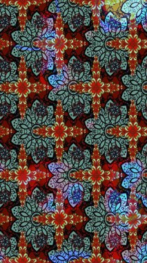 Raster Çiçek İllüstrasyonu güzel tekstil. Siyah renkli etnik çiçeklerle zarif eskiz deseni.