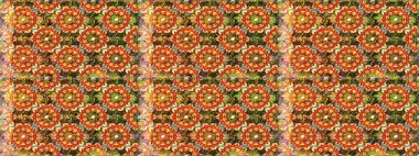 Raster altın desen. Doğulu stili altın deseni altın elementlerle kahverengi ve turuncu renklerde arabesliyor. Kusursuz kıvırcık saçlar..