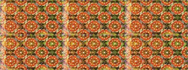 Raster altın desen. Doğulu stili altın deseni altın elementlerle kahverengi ve turuncu renklerde arabesliyor. Kusursuz kıvırcık saçlar..