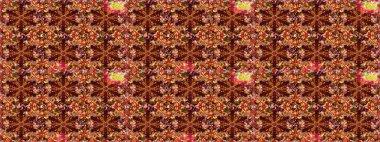 Raster illüstrasyonu. Kusursuz soyut bir arkaplan. Oriental raster klasik kahverengi, kırmızı ve altın desenli.