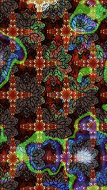 Kahverengi ve siyah renkte etnik çiçeklerle süslenmiş zarif bir eskiz şekli. Asya Tekstil 'inde Raster Çiçek İllüstrasyonu.