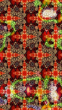 Kırmızı ve siyah renkte çiçekler. Raster illüstrasyonunda çiçek deseni çizimi.