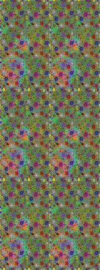 Raster illüstrasyonunda kusursuz çiçek deseni. Yeşil ve kahverengi renkte çiçekler.