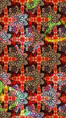 Raster illüstrasyonundaki çiçek desenli çizim. Suluboya tarzında kırmızı ve siyah renkte çiçekler.