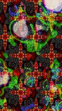 Raster deseni. Süslü kumaş deseni. Çiçekli çiçek deseni, suluboya..