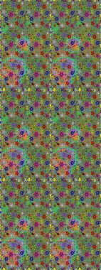 Raster illüstrasyonunda kusursuz çiçek deseni. Yeşil ve kahverengi renkte çiçekler.