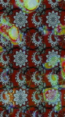 Düz Çiçek Elementleri Tasarımı. Süslü kumaş deseni. Raster illüstrasyonundaki çiçek desenli çizim. Renkli Bahar Teması çizim şablonu.