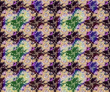 Raster deseni. Bahar çiçekleriyle desen dalla, bej renklerle çiçek siluetiyle.