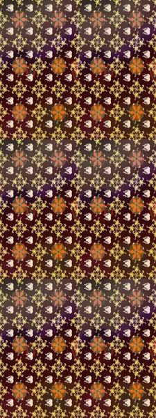 Çiçek desenli çizim. Raster illüstrasyonu. Kahverengi renkli Asyalı tekstil.