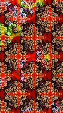 Düz Çiçek Elementleri Tasarımı. Çiçeksel fantezi tasarımı ve parlak bir arka plan çizimi. Renkli Bahar Teması çizim şablonu.